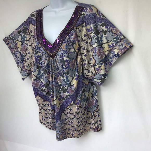 Live & Let Live Women Purple Embellished Blouse XL - Picture 4 of 7